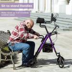 Deluxe ELENKER Heavy Duty Upright Rollator Walker Stand Up Medical Aid Purple US