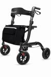 HENMNII All Terrain Rollator Walker for Seniors w/Seat With 8”Rubber Wheels-Blac