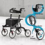 NEW Rollator Walker w Seat, HEAO $450 LIST, 350lb Capacity Heavy Duty 10” Wheels