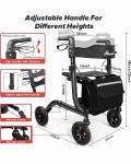 HENMNII All Terrain Rollator Walker for Seniors w/Seat With 8”Rubber Wheels-Blac
