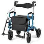 2-in-1 Rollator Walker for Seniors w/ Seat 9" Pneumatic Tires for All Terrain