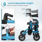 2-in-1 Rollator Walker for Seniors w/ Seat 9" Pneumatic Tires for All Terrain