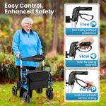 2-in-1 Rollator Walker for Seniors w/ Seat 9" Pneumatic Tires for All Terrain