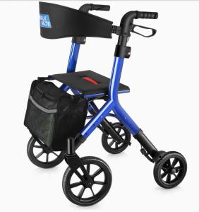 Walk Mate Rollator Walker w/Seat Heavy Duty Fully Adjustable Frame All-Terrain