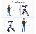 Walk Mate Rollator Walker w/Seat Heavy Duty Fully Adjustable Frame All-Terrain