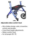 Walk Mate Rollator Walker w/Seat Heavy Duty Fully Adjustable Frame All-Terrain