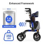 AOJIN All Terrain Rollator Walker Lightweight Foldable 8 In Wheels 300lb Senior