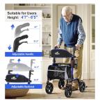 AOJIN All Terrain Rollator Walker Lightweight Foldable 8 In Wheels 300lb Senior