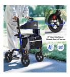 AOJIN All Terrain Rollator Walker Lightweight Foldable 8 In Wheels 300lb Senior