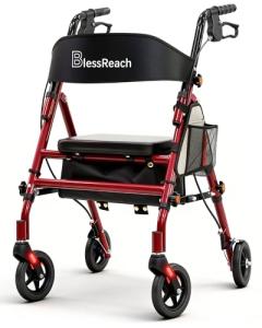 Lightweight Foldable Rollator Walker for Seniors 350 lb