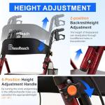 Lightweight Foldable Rollator Walker for Seniors 350 lb