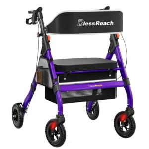 BlessReach Foldable Rollator with Seat for Seniors