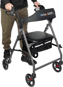 Foldable Rollator Walker with Seat Lightweight Adjustable All Terrain Wheels