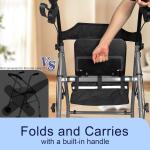 Foldable Rollator Walker with Seat Lightweight Adjustable All Terrain Wheels