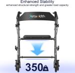 Foldable Rollator Walker with Seat Lightweight Adjustable All Terrain Wheels