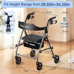 Foldable Rollator Walker with Seat Lightweight Adjustable All Terrain Wheels