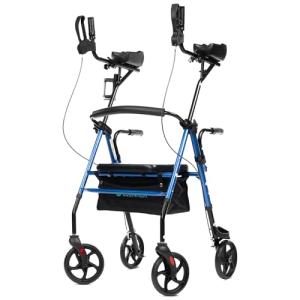 ELENKER Lightweight Upright Rollator with Seat, Blue