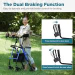 ELENKER Lightweight Upright Rollator with Seat, Blue