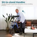 ELENKER Lightweight Upright Rollator with Seat, Blue