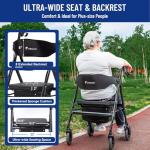 FlyingJoy Ultralight Rollator with Seat, 450Lb Capacity