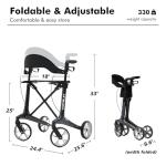 Ultralight Carbon Fiber Rollator Walker with Seat