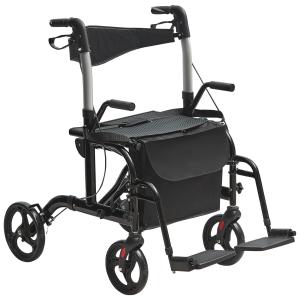 2-in-1 Folding Rollator Walker & Transport Chair