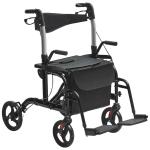 2-in-1 Folding Rollator Walker & Transport Chair