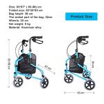 ZOCWJK Walking Frame 3 Wheel Rollator Walker,Lightweight and Foldable for Seniors Elderly Carbon Steel Pipe Folding 3 Wheel with Lockable Brakes and Carry Bag,Upright Wal(A