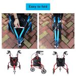 ZOCWJK Walking Frame 3 Wheel Rollator Walker,Lightweight and Foldable for Seniors Elderly Carbon Steel Pipe Folding 3 Wheel with Lockable Brakes and Carry Bag,Upright Wal(A