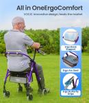 Rollator Walker for Seniors with Seat Max 380lb Foldable All Terrain Walker