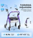 Rollator Walker for Seniors with Seat Max 380lb Foldable All Terrain Walker