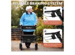 BlessReach Heavy Duty Rollator Walker For Seniors Wide Seat Backrest 450lbs
