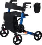 Heavy Duty Rollator Walker with Seat 330 lb Capacity Adjustable Height 8” Wheels