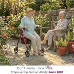 NOVA Star Heavy Duty Bariatric Rollator Walker with Extra Wide Padded Seat, 8" Wheels, Fold Lock Feature, Rolling Walker with Adjustable Seat Height & 450 lbs. Weight Capacity, Red/Standard