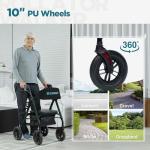 ELENKER All-Terrain Rollator Walker with 10” Wheels
