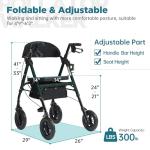 ELENKER All-Terrain Rollator Walker with 10” Wheels