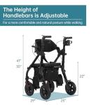 ELENKER ALL TERRAIN ROLLATOR WALKER TRANSPORT WHEELCHAIR COMBO 2 IN 1 - BLACK