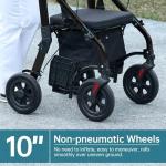 ELENKER ALL TERRAIN ROLLATOR WALKER TRANSPORT WHEELCHAIR COMBO 2 IN 1 - BLACK