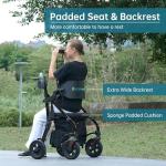 ELENKER ALL TERRAIN ROLLATOR WALKER TRANSPORT WHEELCHAIR COMBO 2 IN 1 - BLACK