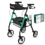 Cosydora Rollator Walkers for Seniors with Seat, 13.6 Lbs Ultra Lightweight Foldable Rolling Walker, 350Lbs Heavy Duty Aluminum, 8" All Terrain Wheels, Dual Adjustable Height, Shimmer Green