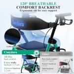 Cosydora Rollator Walkers for Seniors with Seat, 13.6 Lbs Ultra Lightweight Foldable Rolling Walker, 350Lbs Heavy Duty Aluminum, 8" All Terrain Wheels, Dual Adjustable Height, Shimmer Green