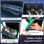 Cosydora Rollator Walkers for Seniors with Seat, 13.6 Lbs Ultra Lightweight Foldable Rolling Walker, 350Lbs Heavy Duty Aluminum, 8" All Terrain Wheels, Dual Adjustable Height, Shimmer Green