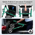 Cosydora Rollator Walkers for Seniors with Seat, 13.6 Lbs Ultra Lightweight Foldable Rolling Walker, 350Lbs Heavy Duty Aluminum, 8" All Terrain Wheels, Dual Adjustable Height, Shimmer Green