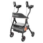 BlessReach Heavy Duty Upright Rollator Walker for Seniors, 450lb Capacity, 6 Height Adjustments, 8" All-Terrain Wheels, Padded Seat & Backrest, Easy Assembly, Foldable Design (Black)