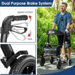 MAXWALK Walkers for Seniors, Rollator Walker with Seat, 10" Rubber Wheels All Terrain Rollator Walker with Backrest, Aluminum Walkers Built-in Cable, Foldable and Adjustable Height for Seniors, Beige