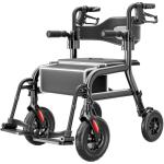 HOMLAND Walkers for Seniors with Seat, Foldable 2 in 1 Rollator Walker Wheelchair Combo, 10" All Terrain Transport Chair with Brakes, Adjustable Seat & Handles, 350lb Capacity, Storage Bag