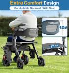 HOMLAND Walkers for Seniors with Seat, Foldable 2 in 1 Rollator Walker Wheelchair Combo, 10" All Terrain Transport Chair with Brakes, Adjustable Seat & Handles, 350lb Capacity, Storage Bag