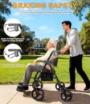 2-in-1 Rollator Walker with Seat & Extra Wide Backrest, Foldable Rolling Walker Featuring All-Terrain 10-Inch Front Wheels and 8-Inch Rear Wheels for Seniors, Supports Up to 300 lbs