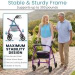 Vive Mobility Ultralight Folding Rollator Walker - Purple