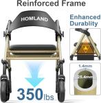 HOMLAND Ultralight Foldable Rollator with Seat